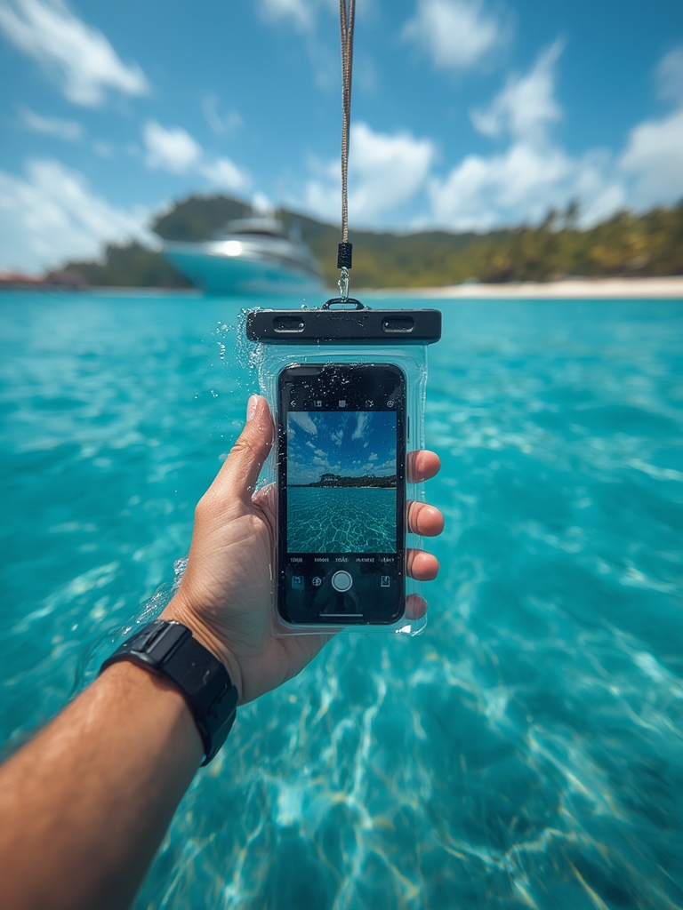 waterproof pouch in action