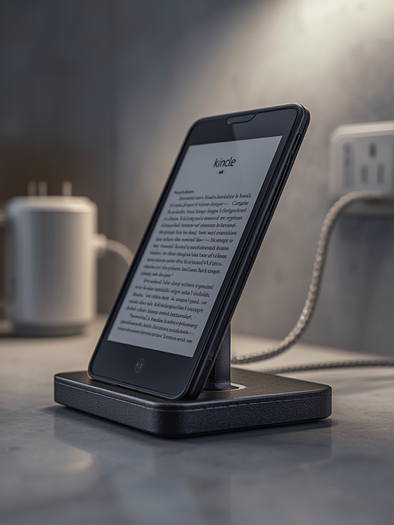 Made for Amazon, Wireless Charging Dock for Kindle Paperwhite Signature Editions (2022 & 2024 Releases) and Kindle Colorsoft Signature Edition in action