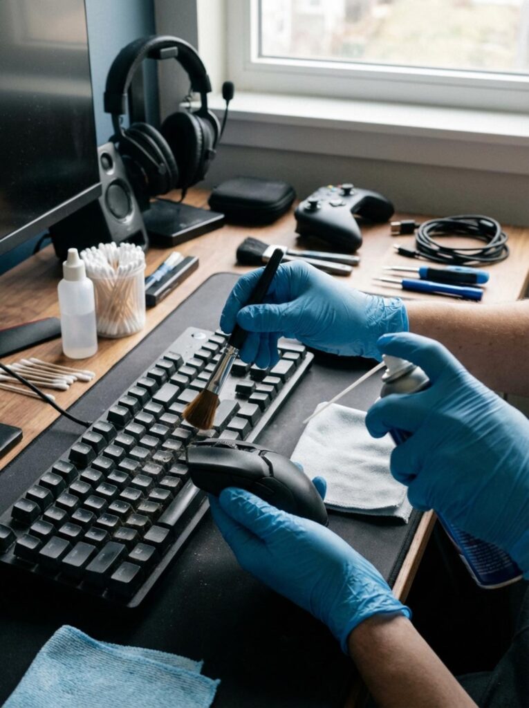 Informational: User wants to learn how to properly clean and maintain their gaming gear for optimal performance and longevity.