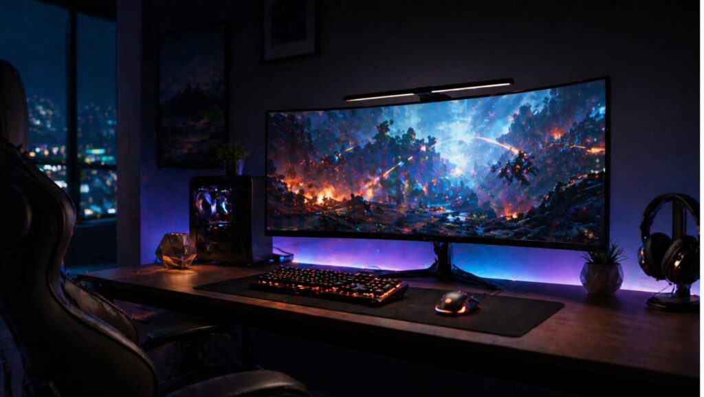 best monitor light bar for eye strain, Halo monitor light gaming setup