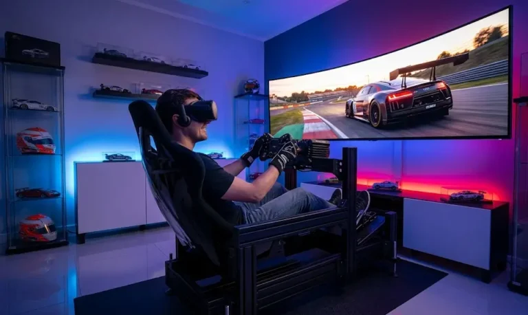 Sim Racing Setup: 7 Best Ways to Build a Winning Rig (Proven Guide) 9 budget sim racing setup; beginner sim racing setup; racing wheel setup for PC; sim racing cockpit; VR sim racing setup gamer