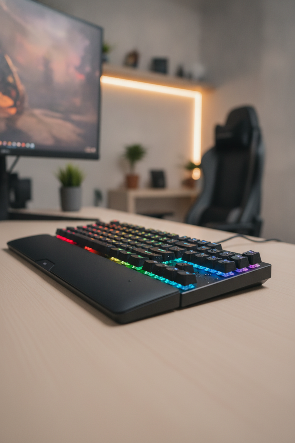 gaming keyboard in action