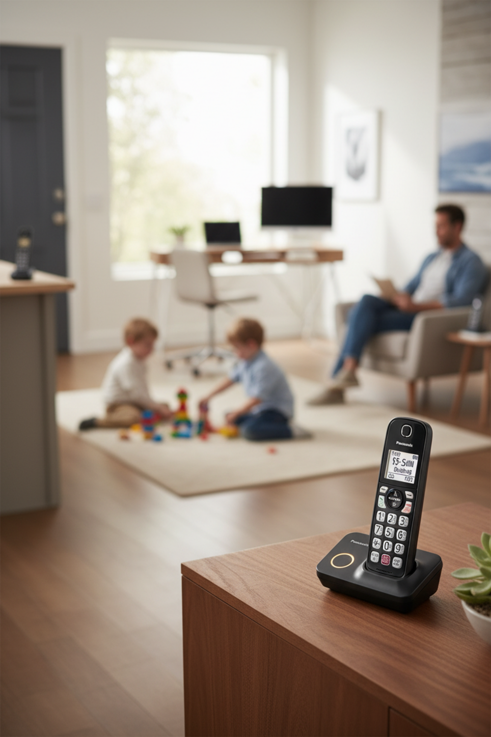 cordless phone in action