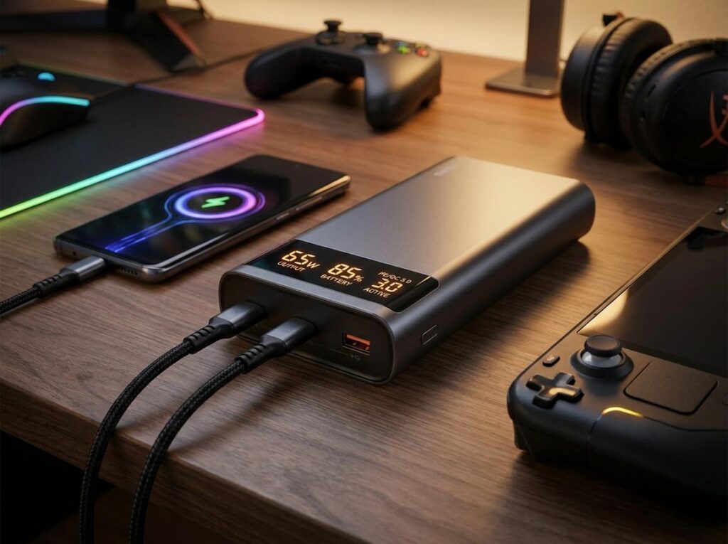 power bank for gaming phones, 65W power bank mobile gaming, long battery gaming accessory gaming