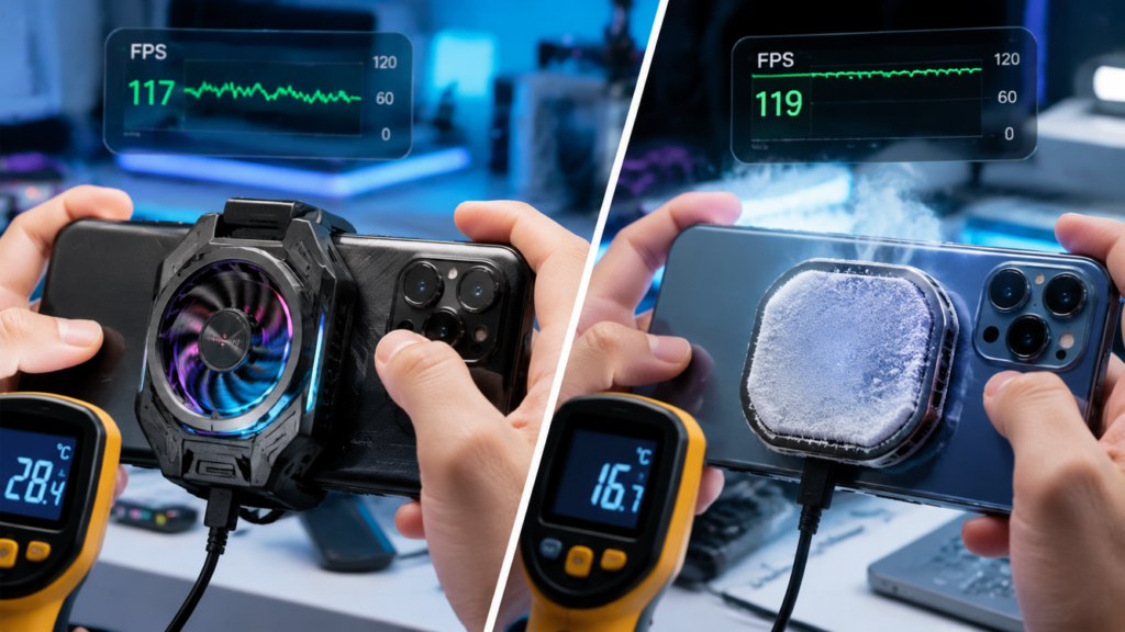 best phone cooler for PUBG Mobile, magnetic phone cooling fan, gaming phone heat solution gaming