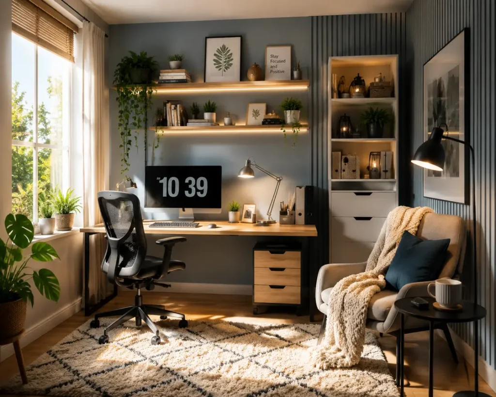 office room ideas; office ideas home; home office room decor; cozy office decor inspiration; room decor office; desk wall design; office wall colors; home office accessories