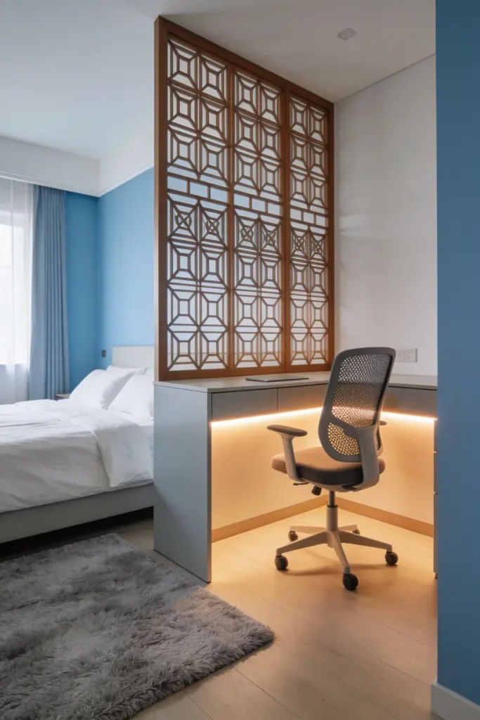 small home office inspiration; small office at home; small house office ideas; desk ideas for small spaces offices; bedroom office decor; guest bedroom home office; tiny office big energy