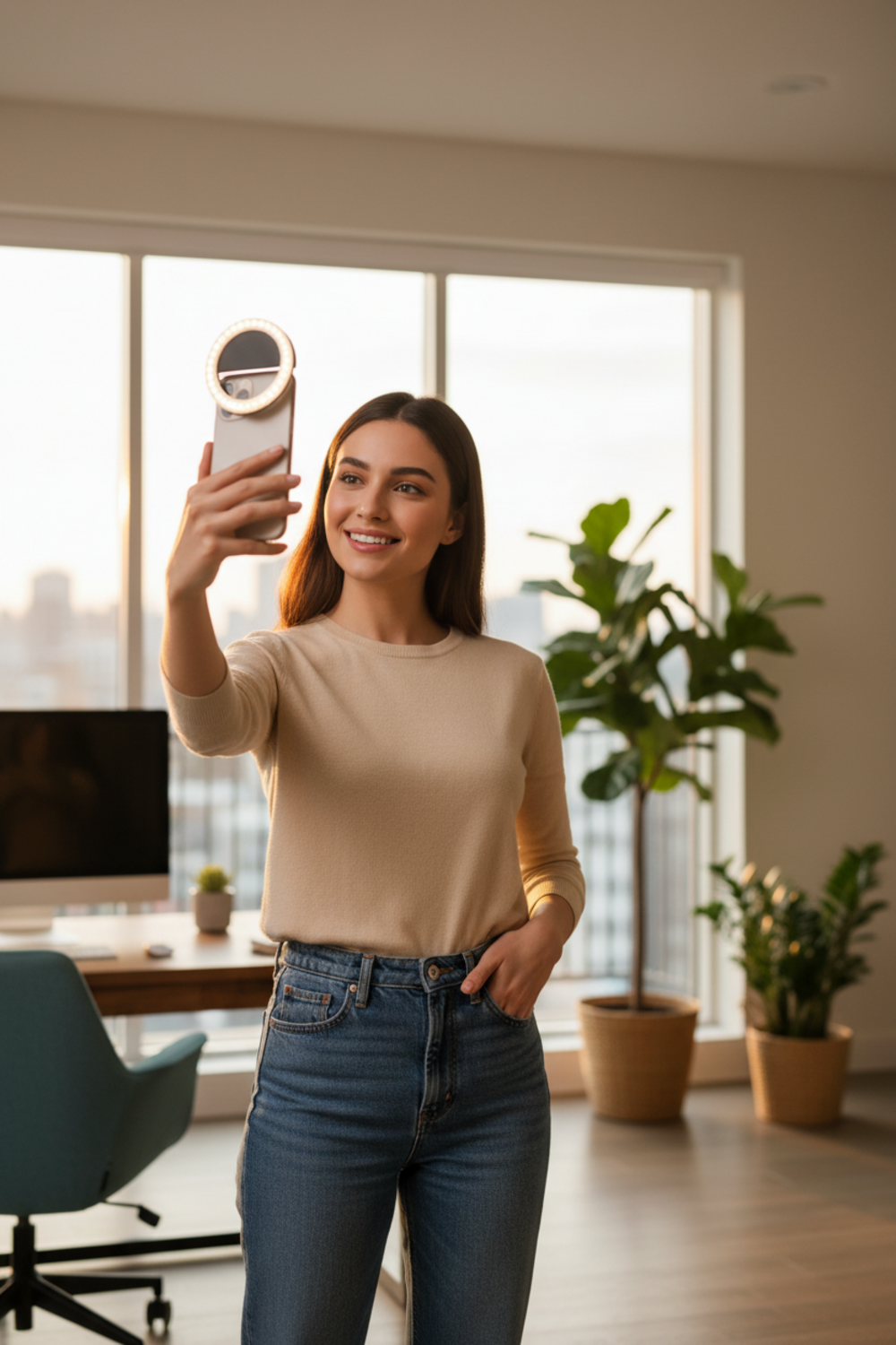 selfie light in action