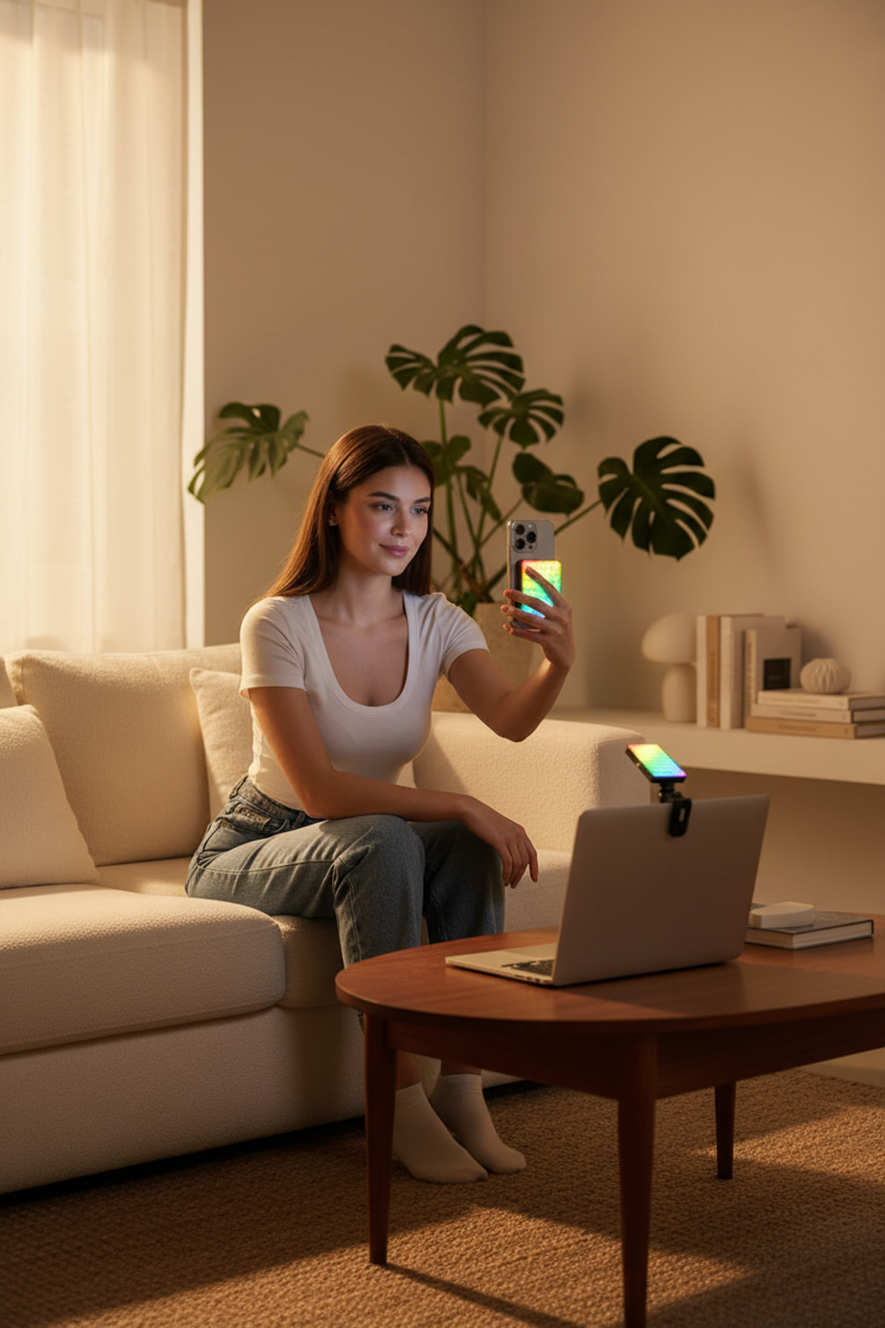 selfie light in action